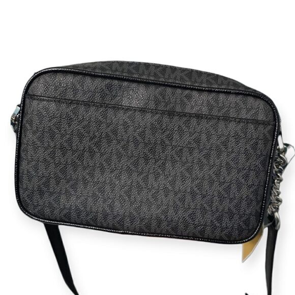 Michael Kors Black Jet Set Travel Medium Pocket Camera Leather Crossbody Bag - Picture 6 of 15